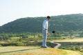 Golfer sport course golf ball fairway.ÃÂ  People lifestyle man playing game golf tee off on the green grass.ÃÂ  Royalty Free Stock Photo